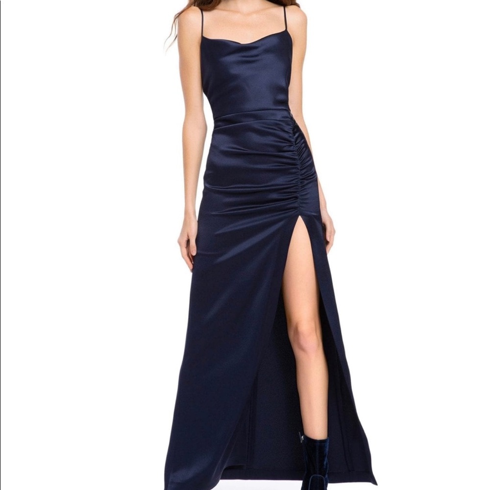 ALICE AND OLIVIA Diana Ruched Maxi Navy Dress